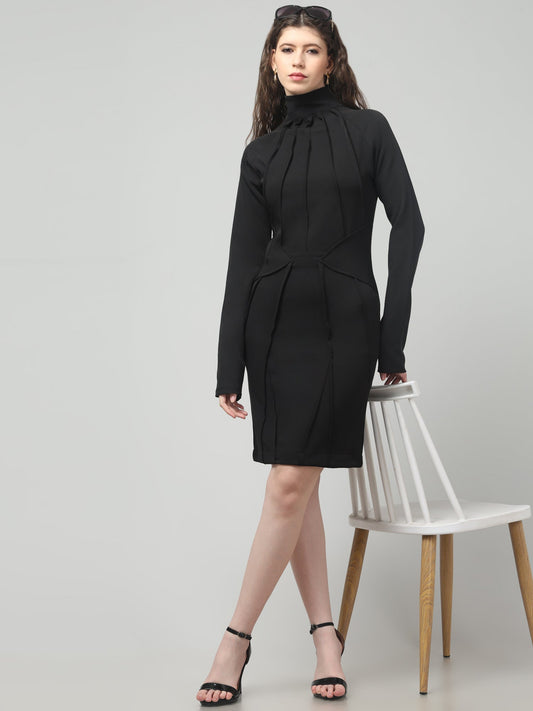 Noir Sculpt Midi Dress