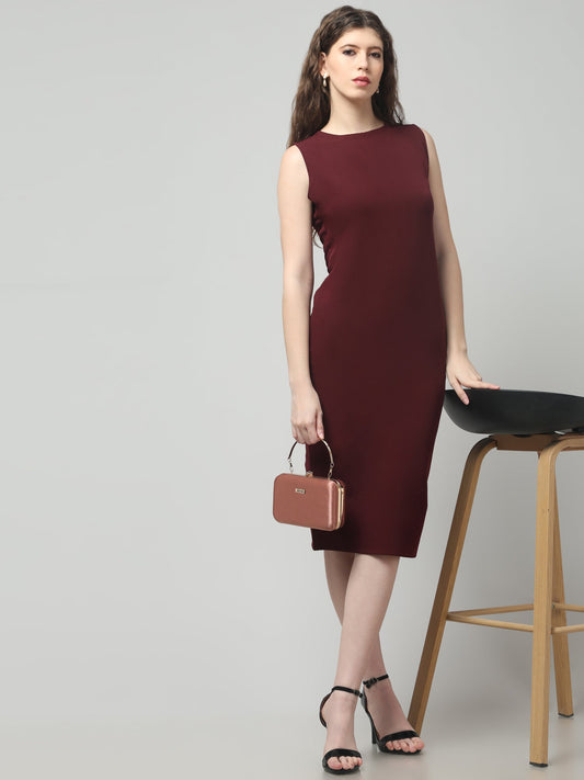 Classic Merlot Bodycon Dress