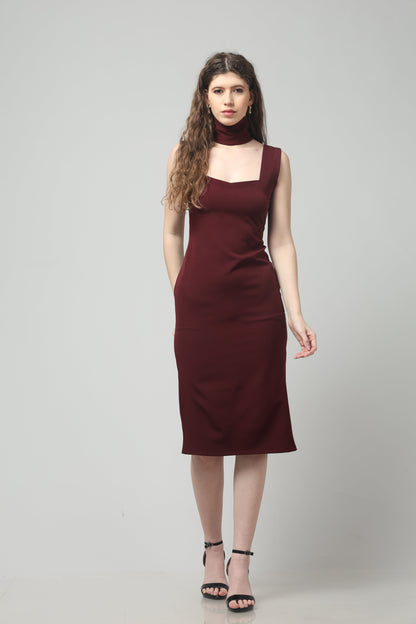 Merlot Muse Neck-Belt Dress