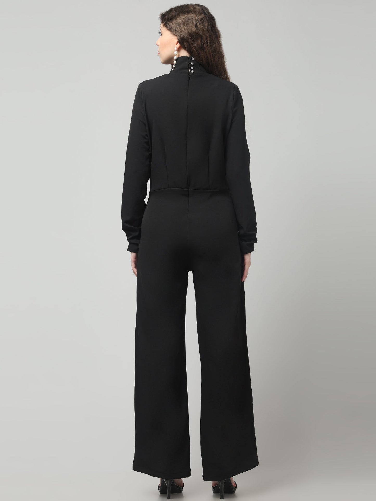 Obsidian Collar-Belt Jumpsuit