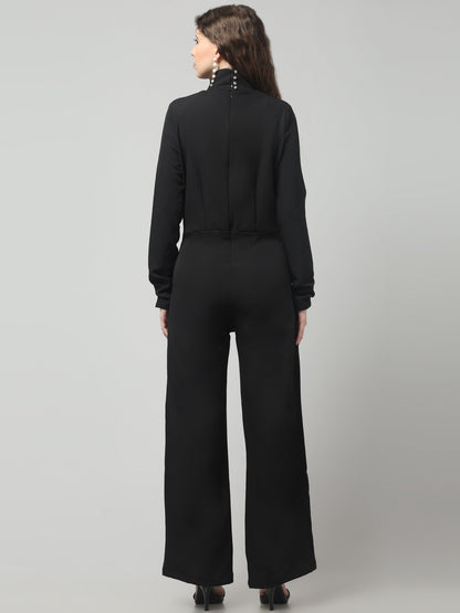 Obsidian Collar-Belt Jumpsuit