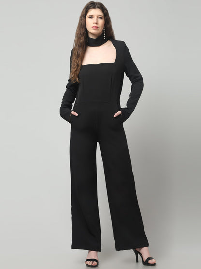 Obsidian Collar-Belt Jumpsuit