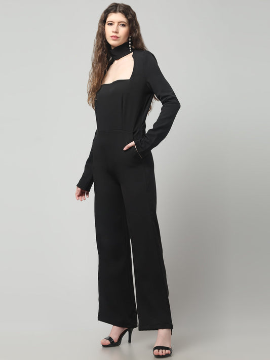 Obsidian Collar-Belt Jumpsuit