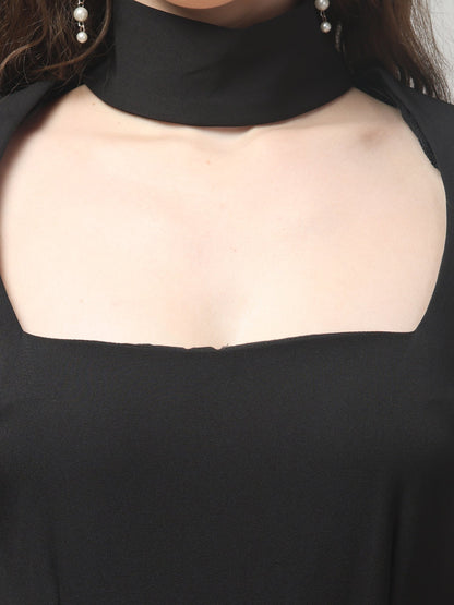 Obsidian Collar-Belt Jumpsuit