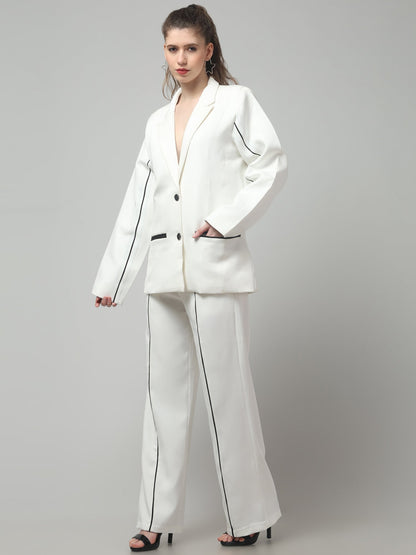 Ivory Edge Piped Blazer Set