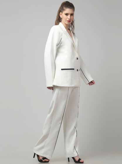 Ivory Edge Piped Blazer Set