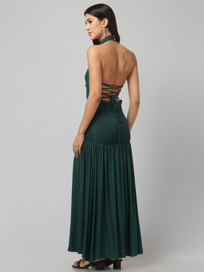 Emerald Envy Backless Gown