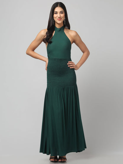 Emerald Envy Backless Gown