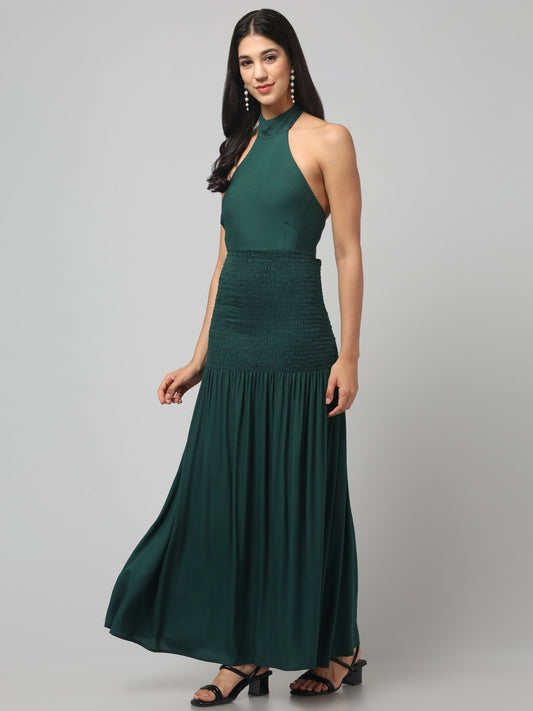 Emerald Envy Backless Gown