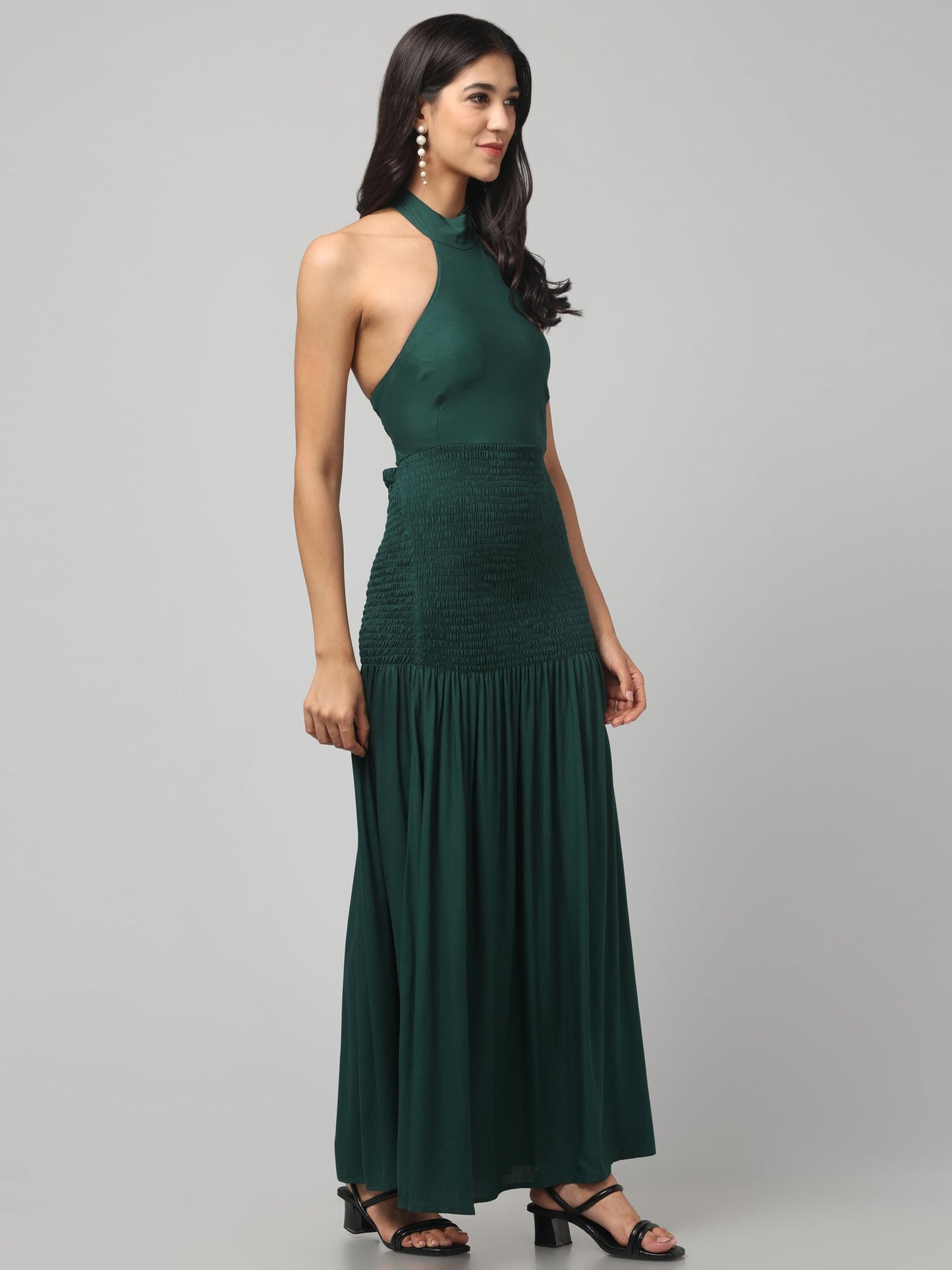 Emerald Envy Backless Gown