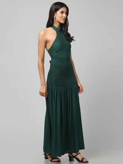 Emerald Envy Backless Gown