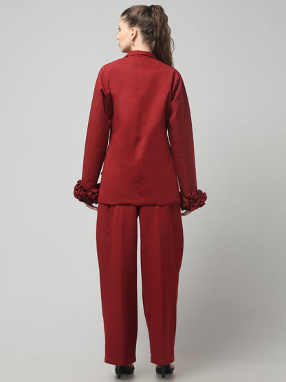 Crimson Bloom Blazer Set