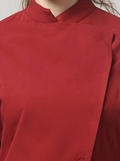 Crimson Sculpt Asymmetric Blazer Set
