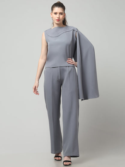 Slate Asymmetric Draped Co-ord Set