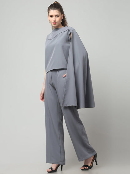 Slate Asymmetric Draped Co-ord Set