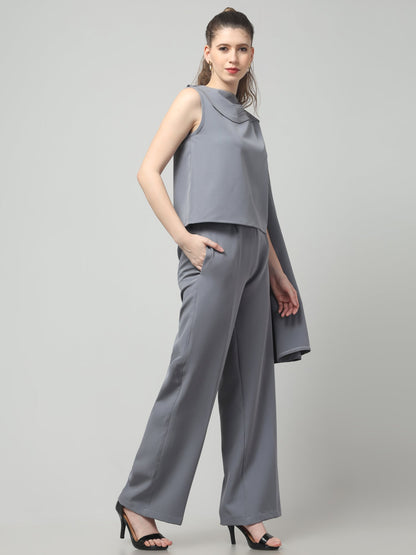 Slate Asymmetric Draped Co-ord Set