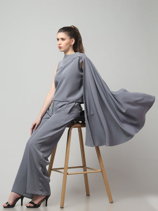 Slate Asymmetric Draped Co-ord Set