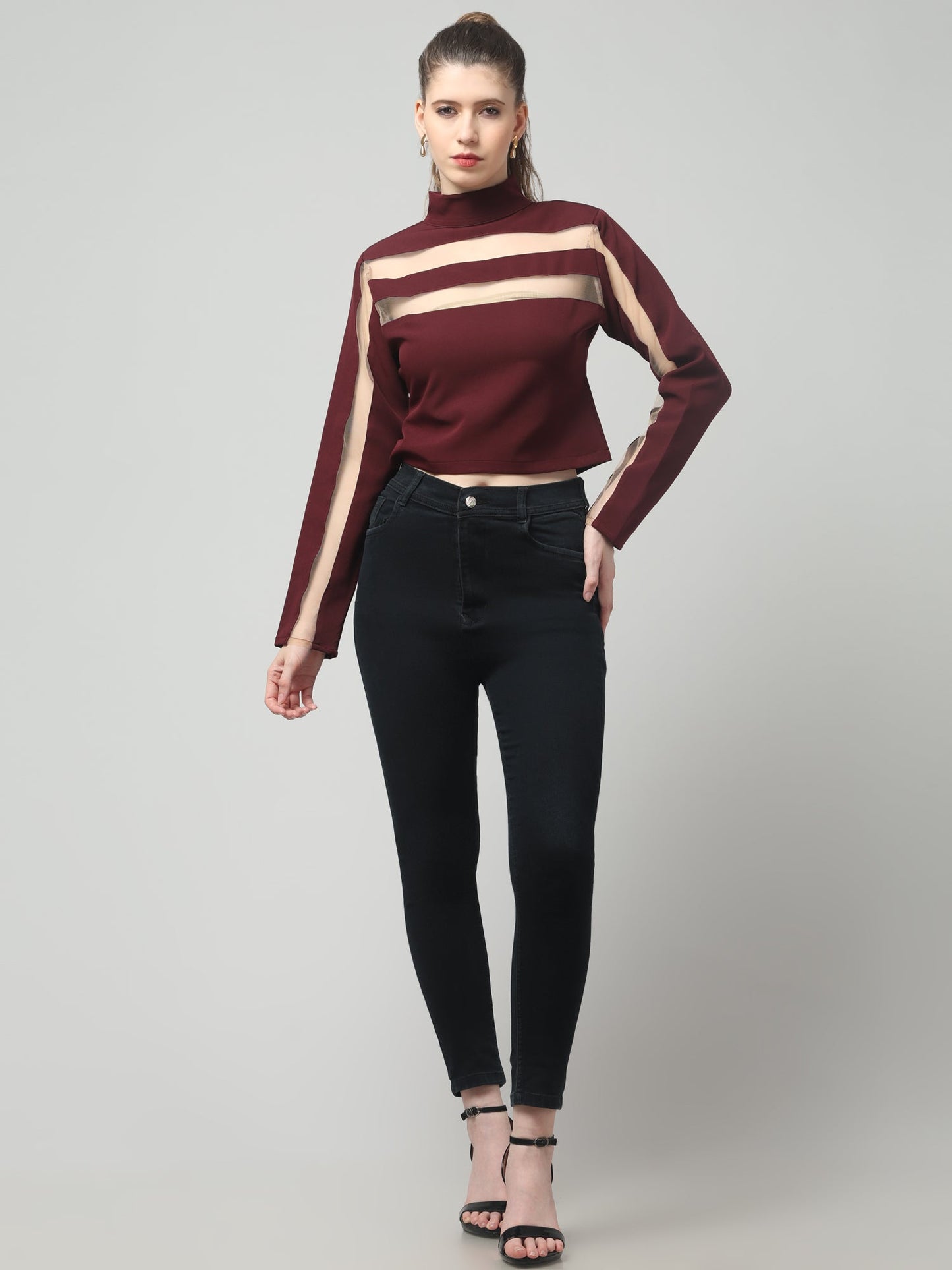 Berry Stripe High-Neck Top