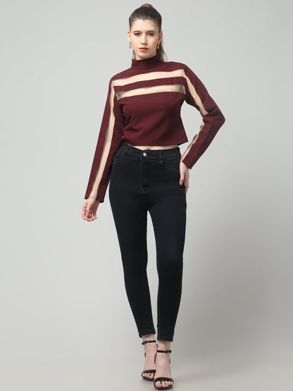 Berry Stripe High-Neck Top