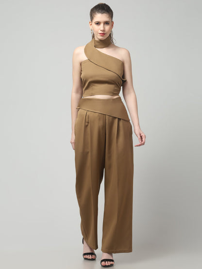 Camel Sculpt Neck-Belt Co-ord Set