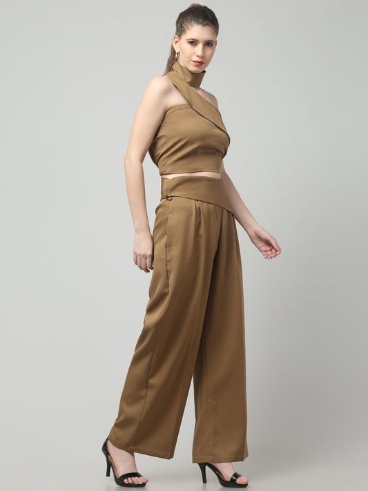 Camel Sculpt Neck-Belt Co-ord Set