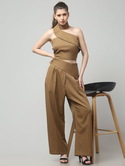 Camel Sculpt Neck-Belt Co-ord Set