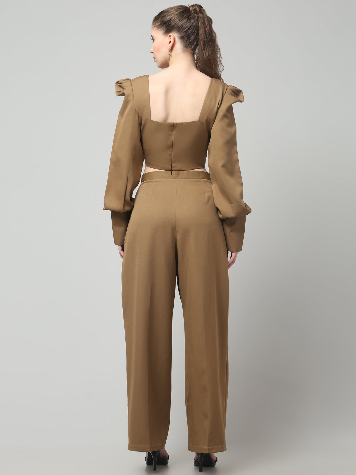 Caramel Crowned Puff-Sleeve Top