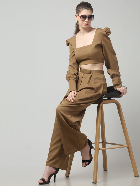 Caramel Crowned Puff-Sleeve Top