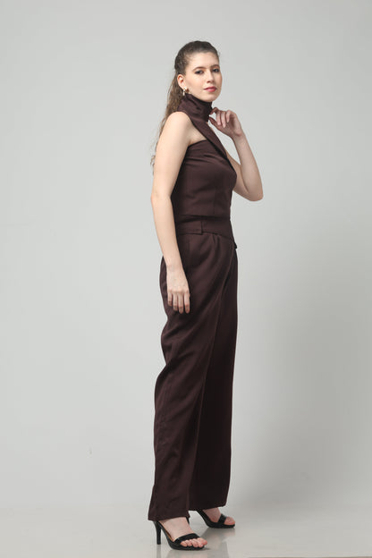 Mocha Spiral Neck-Belt Co-ord Set