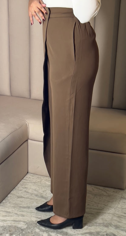Overlap Front Wide-Leg Pants