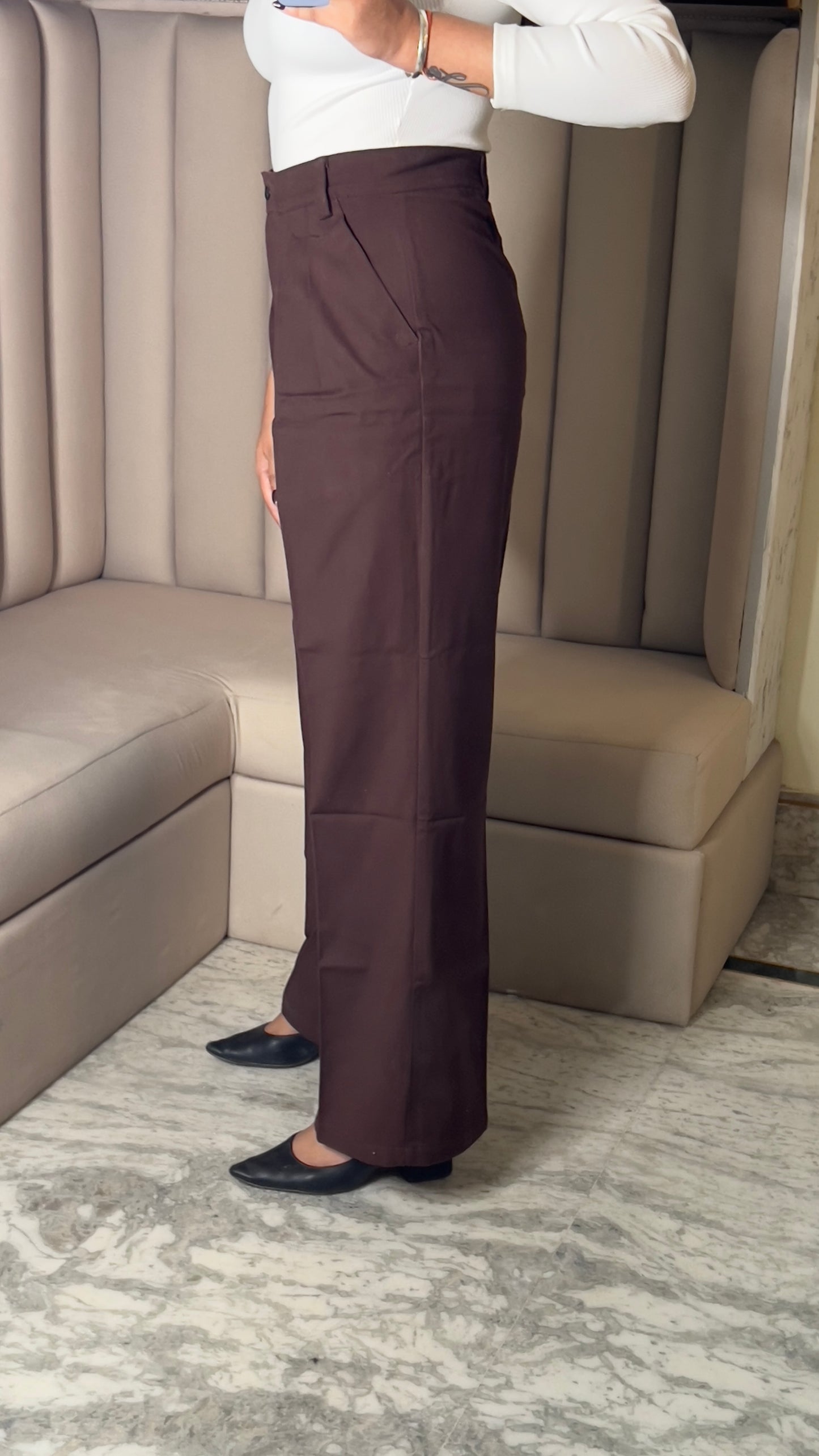 High-Waist Pleated Wide-Leg Trousers